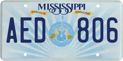 MS license plate AED806