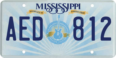 MS license plate AED812