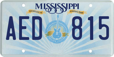 MS license plate AED815