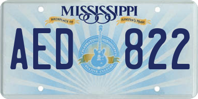 MS license plate AED822