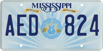 MS license plate AED824