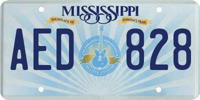 MS license plate AED828