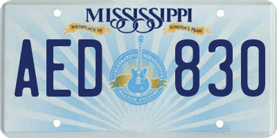 MS license plate AED830