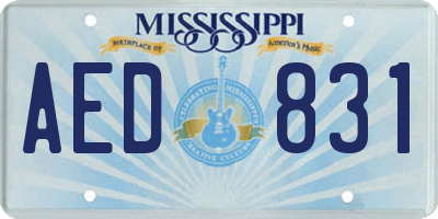 MS license plate AED831