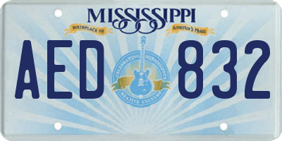 MS license plate AED832