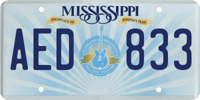 MS license plate AED833