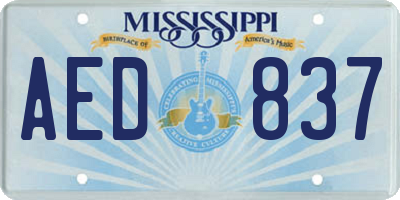 MS license plate AED837