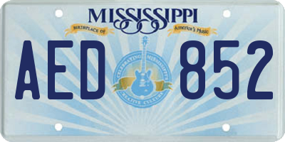 MS license plate AED852