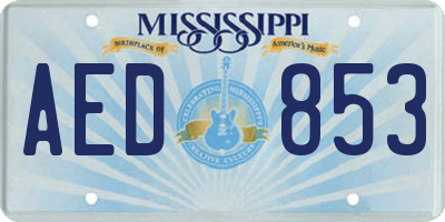 MS license plate AED853