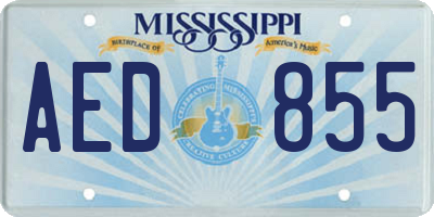 MS license plate AED855