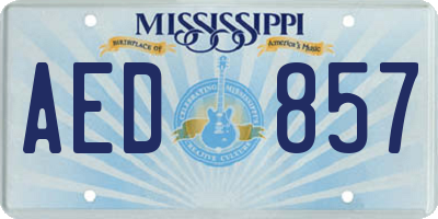 MS license plate AED857