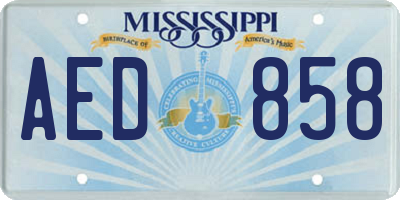 MS license plate AED858