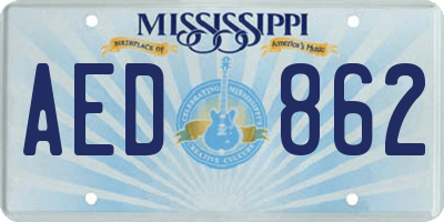 MS license plate AED862