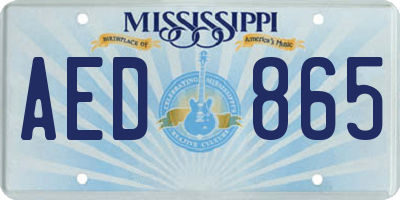 MS license plate AED865