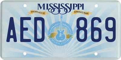 MS license plate AED869