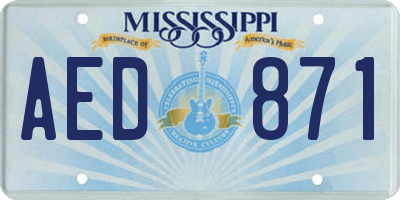 MS license plate AED871