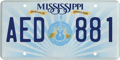 MS license plate AED881