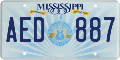 MS license plate AED887