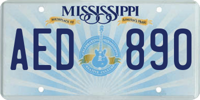 MS license plate AED890