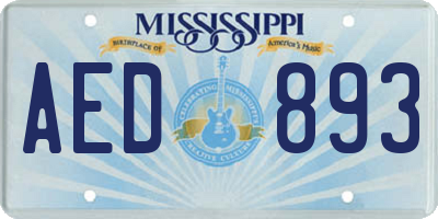 MS license plate AED893