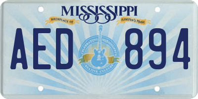 MS license plate AED894