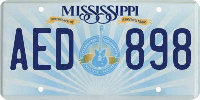 MS license plate AED898