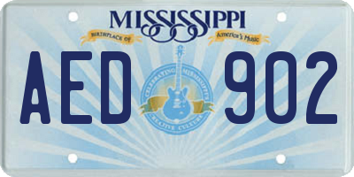 MS license plate AED902