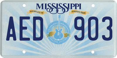 MS license plate AED903