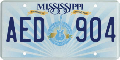 MS license plate AED904