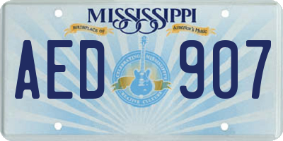 MS license plate AED907