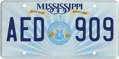 MS license plate AED909