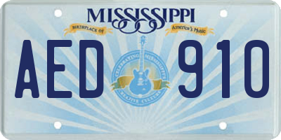MS license plate AED910
