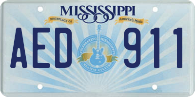 MS license plate AED911