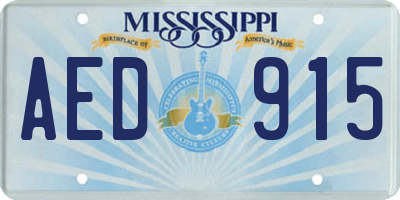 MS license plate AED915