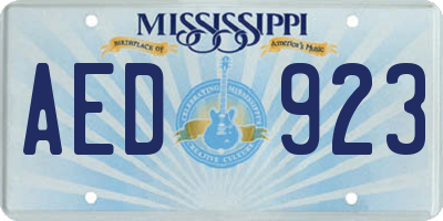 MS license plate AED923