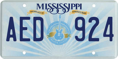 MS license plate AED924