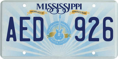 MS license plate AED926