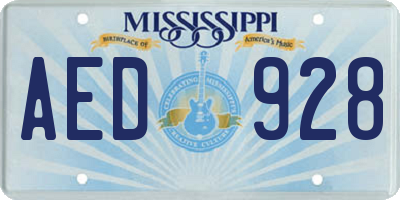 MS license plate AED928