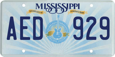 MS license plate AED929