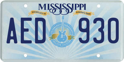 MS license plate AED930