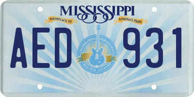 MS license plate AED931