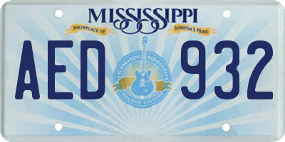 MS license plate AED932