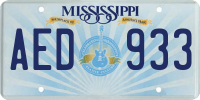 MS license plate AED933