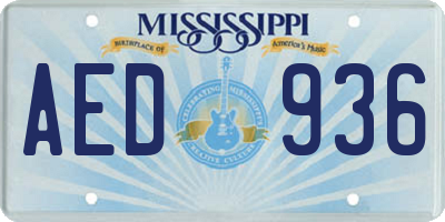 MS license plate AED936