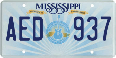 MS license plate AED937