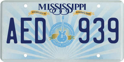 MS license plate AED939