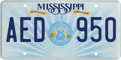 MS license plate AED950