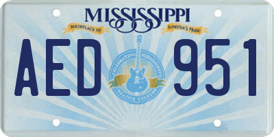 MS license plate AED951