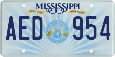 MS license plate AED954