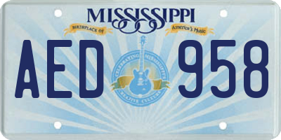 MS license plate AED958